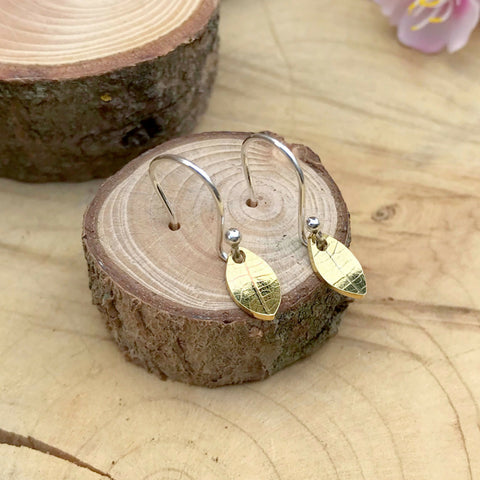 Brass Leaf Drop Earrings by Curious Magpie