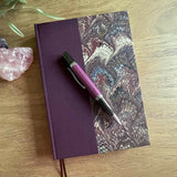 A5 Handbound Lined Journal - Wine colour with hand marbled paper