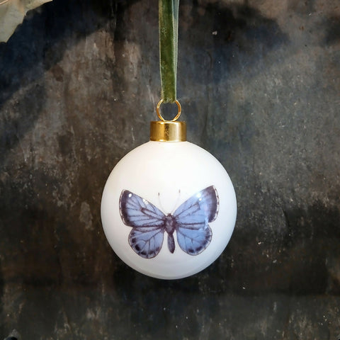 Holly Blue Bauble Decoration - Fine China