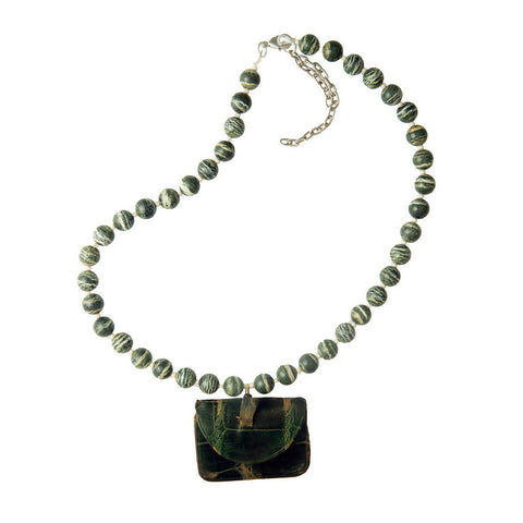 Victorian Coin Purse on Green Necklace
