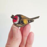 Hand Felted Goldfinch Pin Badge With Zip Edge Detail