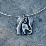 Folded Silver Wave Texture Pendant