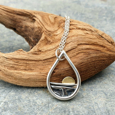 Teardrop Silver Coastal Pendant