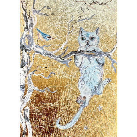 Sally Bruce-Richards, You Wish (Cat and Bird), Blank Art Card