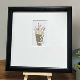 Lavender Pot - Original Framed Miniature Botanical Ink Painting