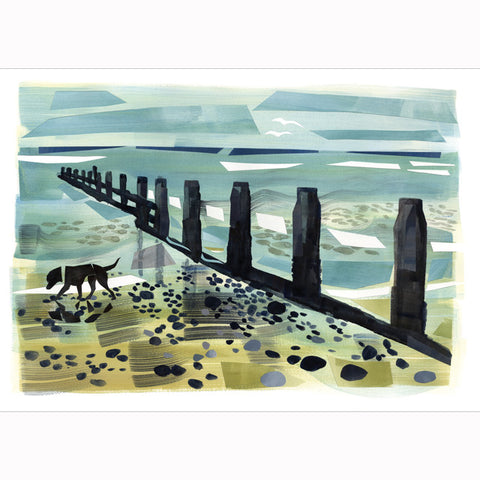 Sarah McMemeny, A Walk On The Beach, Fine Art Greeting Card
