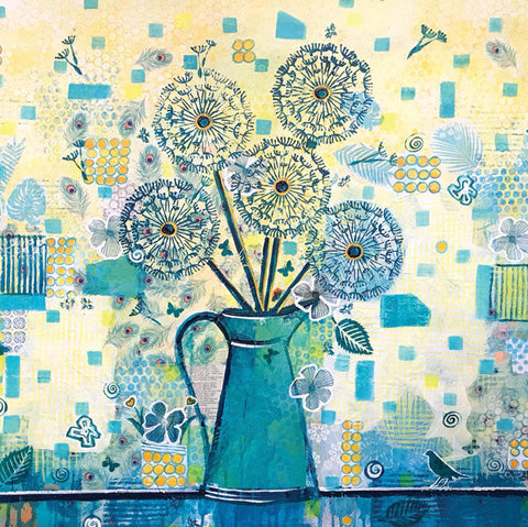 Sarah Pye, Teal Tin Jug, FIne Art Greeting Card