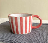 Handmade Red Striped Ceramic Mug