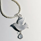 Pearl Necklace with Dove and Moonstone Pendant 3
