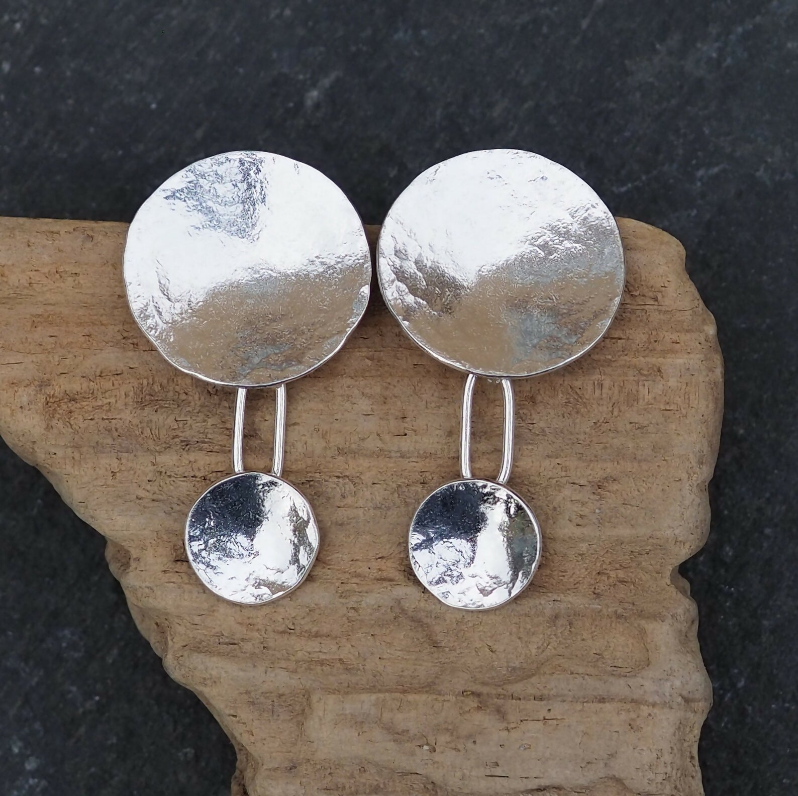 Disc Earrings Large Silver Disc Stud Earrings Hallmarked