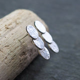 Triple Disc Silver Stud Earrings