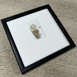 Tulips Pot - Original Framed Miniature Botanical Ink Painting