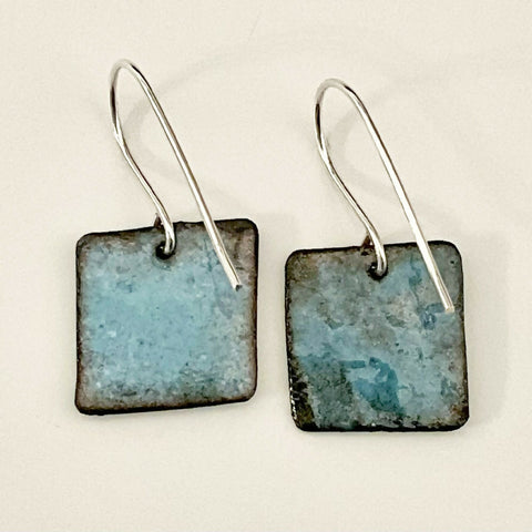I am not a Square - Enamelled Sea Blue Earrings