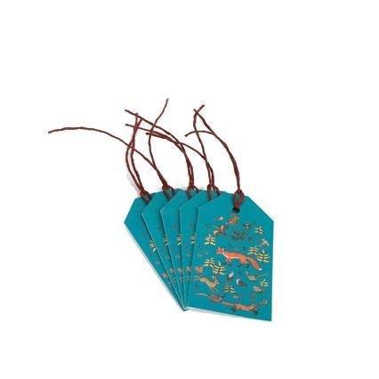 TAG GH2 02 - Mr Fox (Teal) - Set of 5 gift tags