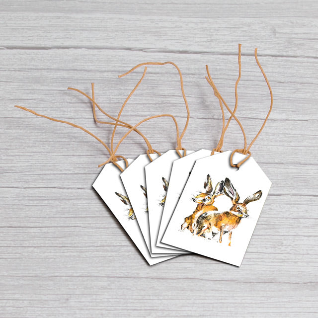 TAG KC2 01 - Winter Creatures - Hares -  Set of 5 gift tags