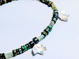Green Tourmaline Gemstone & Lotus Flower Necklace