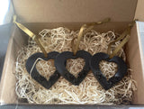 Christmas Decorations, Black Hearts - Handmade Ceramic