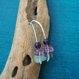 Fluorite and Amethyst Drop Earrings