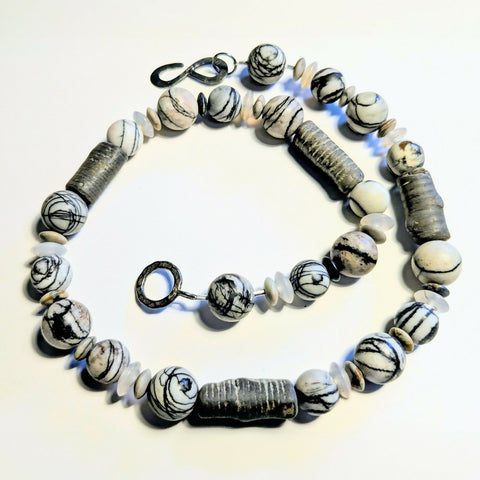 Crinoid Fossil & Gemstone Necklace