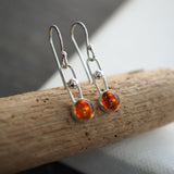 Amber and Silver Dangle Earrings