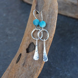 Frosted Apatite Dangle Hoop Earrings