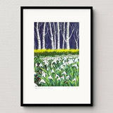 Woodland Snowdrops - A4 Giclée Print