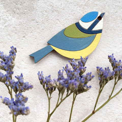 Blue Tit - Hand Painted Brooch