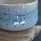 Textured Silver Drop Earrings