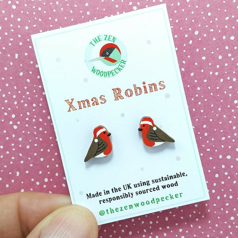 Xmas Robin Earrings