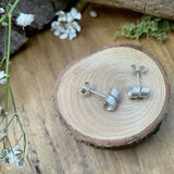 Silver Petal Twist Stud Earrings - Handmade Sterling Silver