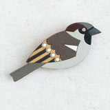 House Sparrow - Hand Painted Brooch