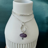 Amethyst Pebble Fused Silver Pendant