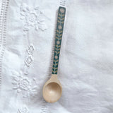 Pink flower hand painted wooden spoon