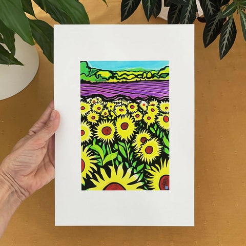 Sunflowers and the Lavender Giclee Print