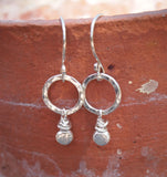 Silver Hoop Earrings with Pebble Droplet