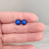 Small Electric Blue Dichroic Glass Silver Stud Earrings