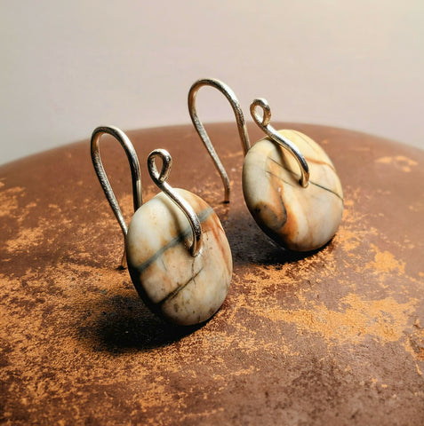 Picasso Jasper Rondelle Gemstone Earrings
