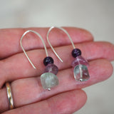 Fluorite and Amethyst Drop Earrings