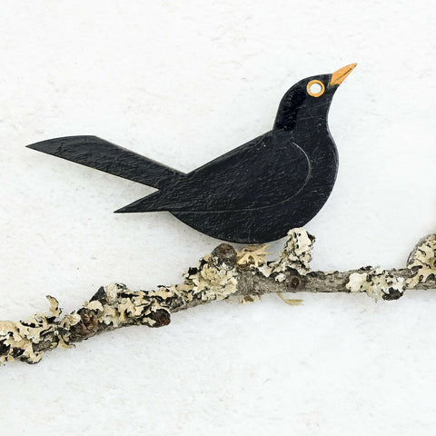 Blackbird - Hand Painted Brooch