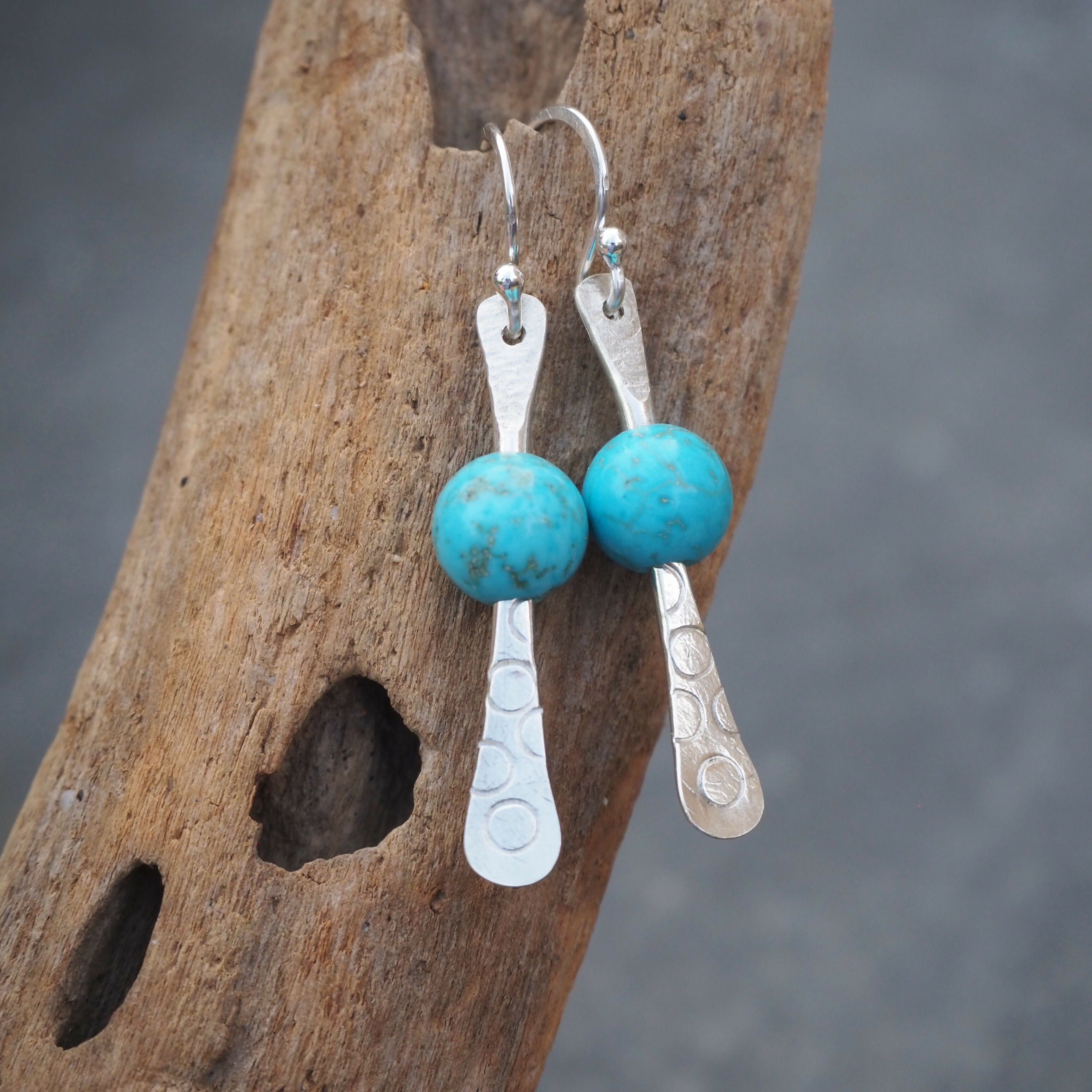Stunning 925 Silver Plated Turquoise Dangle Drop Earrings For Women (Hook Style)