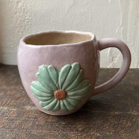 Handmade Coil And Pinch Pink Flower Cup