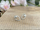 Silver Navette Stud Earrings by Curious Magpie Jewellery 2
