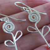 Silver Spiral Flower Earrings