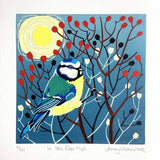 In the Rose Hips - Original Linocut