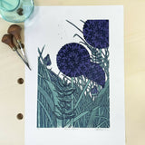 Giant Alliums - Reduction Linocut