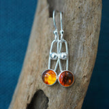 Amber and Silver Dangle Earrings