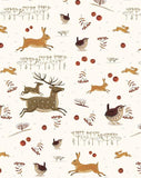 Hares, Deer, Wren, Ivory - Gift Wrap - Sheet