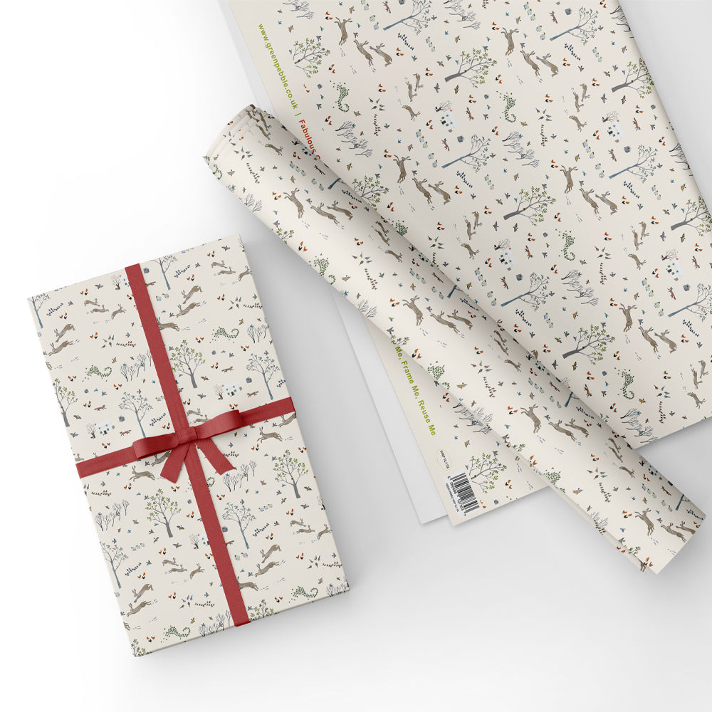 Hares In The Snow - Gift Wrap - Sheet