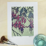 Fuchsia - Reduction Linocut