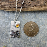 Silver Coastal Pendant With Amber sun